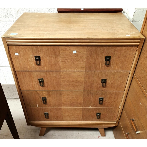 883 - A 1930's oak veneered chest of four drawers