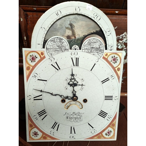 936 - A late 18th century mahogany long case clock by Jno Walker, Liverpool with inlaid decoration, the ho... 