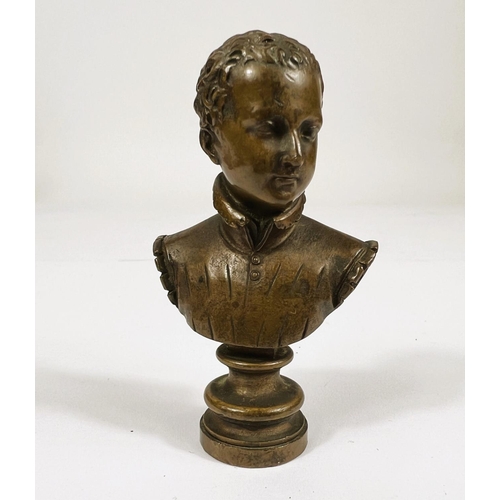 136 - F. Barbedienne - A fine quality bronze desk weight in the form of young male bust signed to back F. ... 