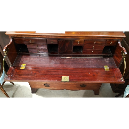 833 - A George III period mahogany scretaire bookcase with moulded cornice and twin astragal glazed doors ... 