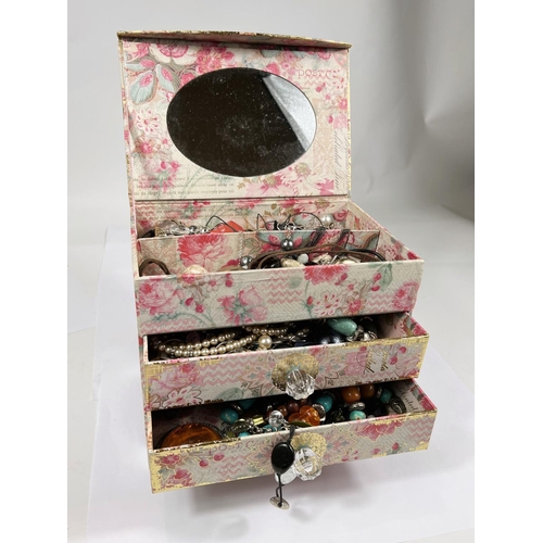 728 - Two jewellery boxes and costume jewellery