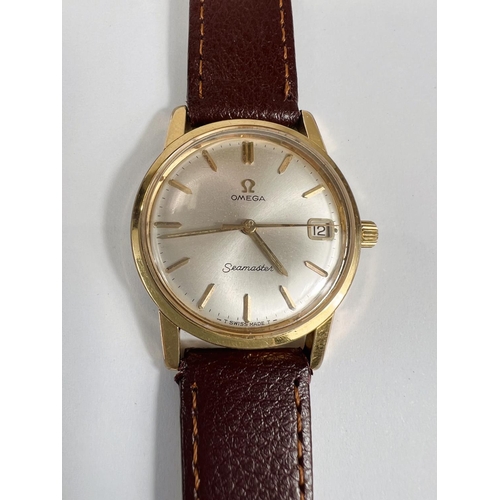 772 - A circa 1960s Omega C-Master with gilt case, swiss made movement, date aperture on later strap