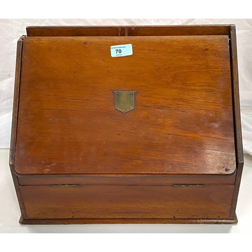 70 - An Edwardian fitted correspondence box with slope front; an Art Deco bakelite bookshelf; etc.