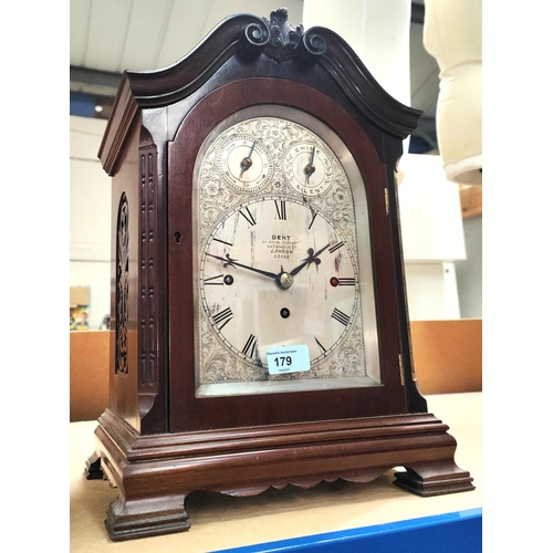 179 - A 19th century mahogany cased bracket clock by Dent, named on silvered dial 'by Royal Warrant 34 Coc... 