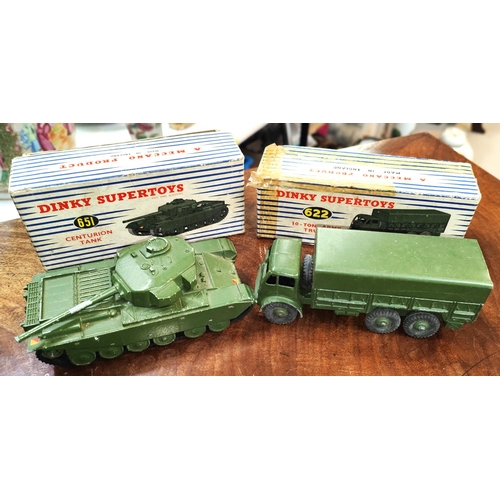 216 - Dinky:- 651 Centurion tank and 622 10-ton Army Truck (both boxed)