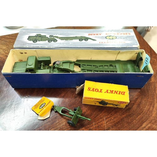 217 - Originally boxed Dinky toys:-  V660 Tank Transporter and 686 25-pound Field Gun.