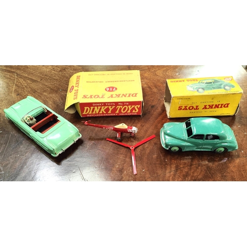 219 - Boxed Dinky toys:- 159 Morris Oxford Saloon (box a.f.) and 716 Westland-Sikorsky Helicopter (damaged... 