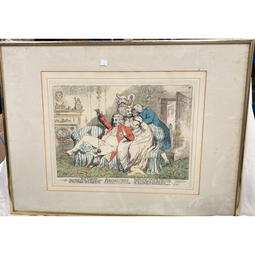 91 - 5 re-printed limited edition George III satirical cartoon prints by Regency cartoonist - James Gilra... 