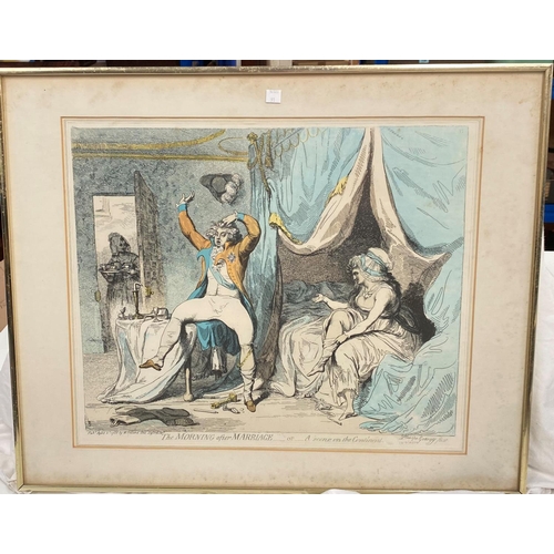 91 - 5 re-printed limited edition George III satirical cartoon prints by Regency cartoonist - James Gilra... 