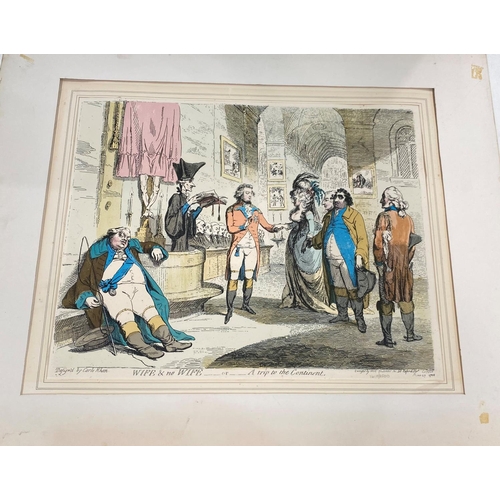 91 - 5 re-printed limited edition George III satirical cartoon prints by Regency cartoonist - James Gilra... 