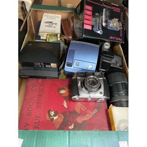 94 - A selection of various vintage cameras; lenses; binoculars; etc.