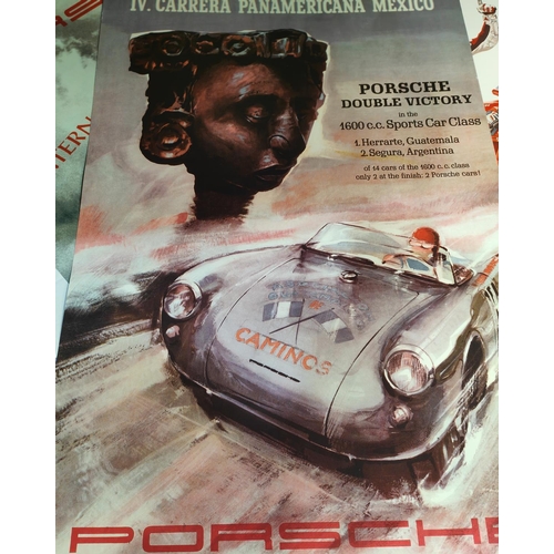 266 - A Tribute to Carl Fogarty print, 2 Porsche posters, Olympics 1976 souvenir stamp album, cigarette ca... 