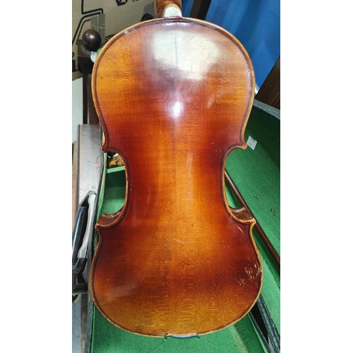 79 - A Czech Stradivarius pattern violin, with bow, in case 