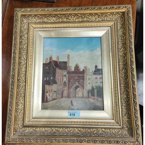 818 - 19th century Primitive School:  Bargate, Beverley, Yorks, oil on canvas, unsigned, 24 x 20cm