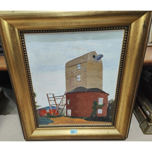 822 - George Spafford 1921- 2003 Northern artist painting of a barn gilt framed 48 x 40cm