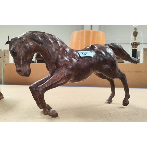 151 - A leather model of a small horse with glass eyes