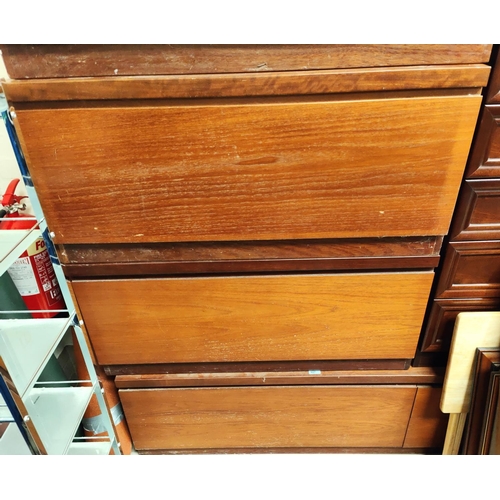 927 - Three mid 20th century teak designer low units of various sizes, one larger with fall front and two ... 