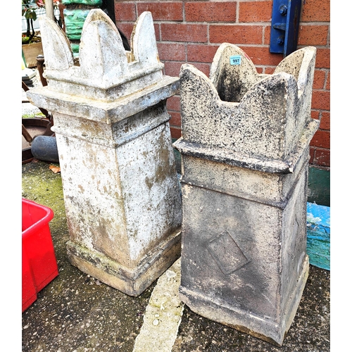 997 - A pair of Chimney garden planters with turret tops