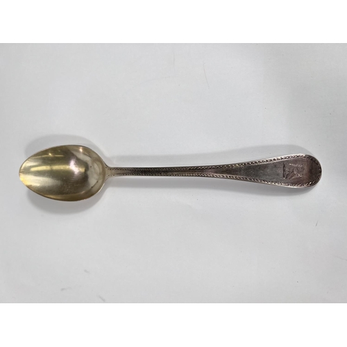 665 - A Georgian Old English pattern tablespoon with wrigglework border, London 1792, 1.5oz