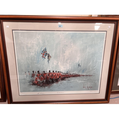 802 - After Ben Maile: Two pencil signed limited edition military prints 'Guns of War' and another 48x65cm... 