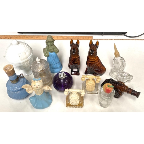 32C - A selection of vintage Avon and other scent bottles in the form of dogs etc