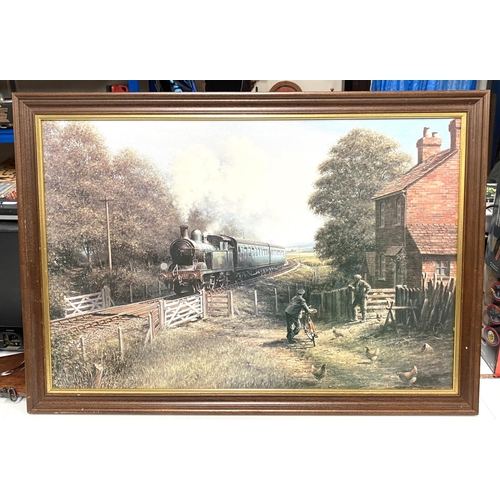 70A - After Terrence Cuneo; steam train print framed and another by Stephen Dradge.