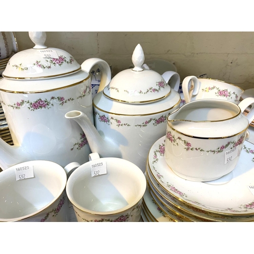 592 - Two part Colclough dinner and tea services, a part Spal tea service and a Royal Copenhagen style tea... 