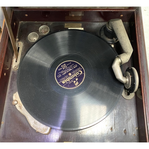 65A - A wind-up gramophone in mahogany case, Columbia floor standing model 124a