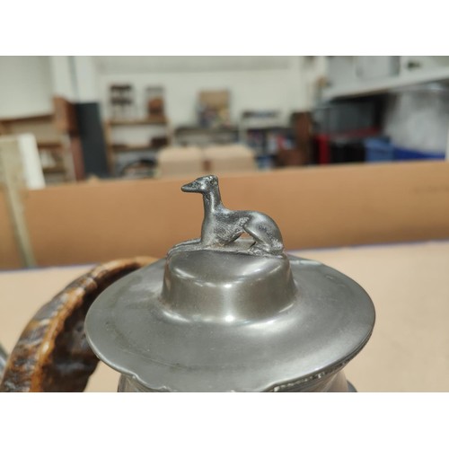 186 - A 19th century pewter mounted rams horn snuff mull