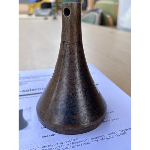 391B - A bronze Tibetan stupa conical mould with interior decoration 