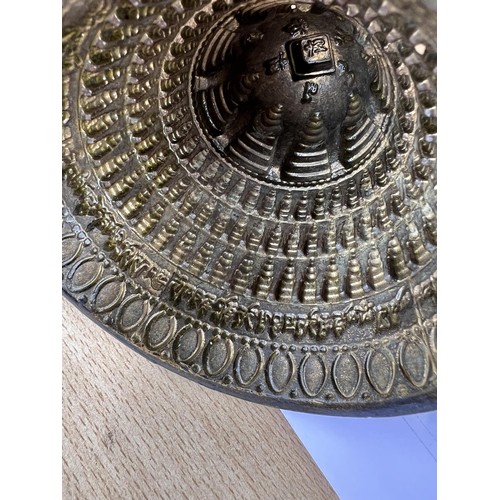 391B - A bronze Tibetan stupa conical mould with interior decoration 