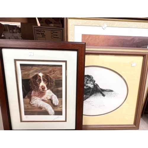 83 - A selection of framed and glazed signed and some limited edition prints of various breeds of dogs, i... 