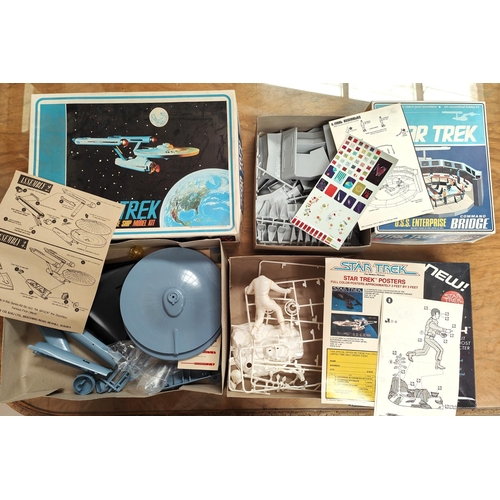 1 - Three vintage Star Trek un-assembled model kits in original boxes, 'amt U.S.S Enterprise Bridge', 'a... 
