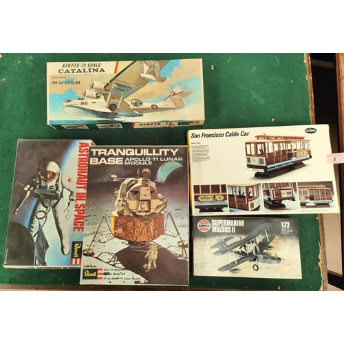 3 - A vintage Revell model kit Astronaut in Space in original box, a Revell Tranquillity base model kit ... 