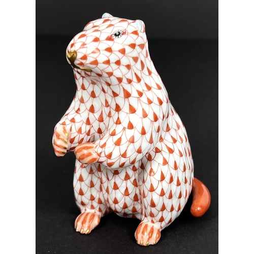 462B - A HEREND Hungarian hand painted figure of a gopher  (boxed)