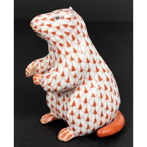 462B - A HEREND Hungarian hand painted figure of a gopher  (boxed)