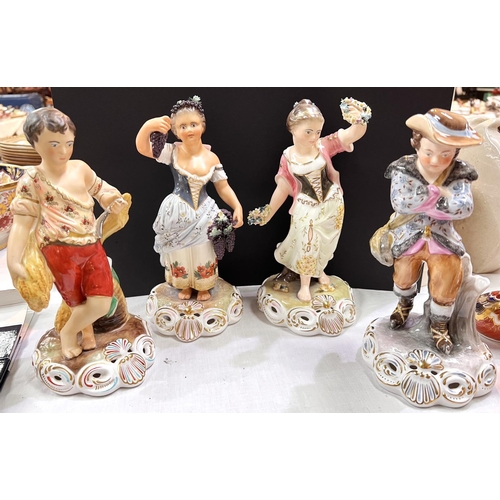 464 - A matched set of Royal Crown Derby bone china figures, the four seasons, 2 with matt finish, 2 with ... 