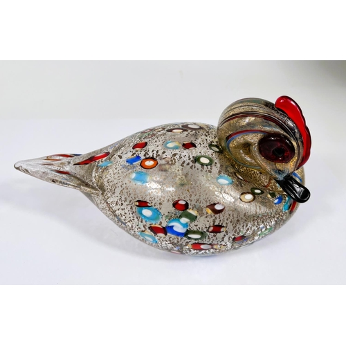 595 - A Murano style glass duck with signature to base, 24cm