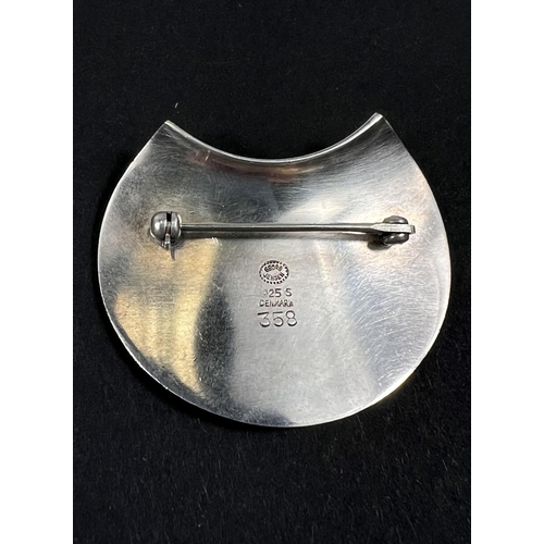 688 - Georg Jensen, a modernist silver concave brooch designed by Nanna Ditzel, 42 x 33mm approximately, m... 