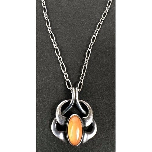 692A - Georg Jensen - Art Nouveau style pendant - 'Pendant of the Year 2006' with orange moonstone, origina... 