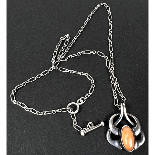 692A - Georg Jensen - Art Nouveau style pendant - 'Pendant of the Year 2006' with orange moonstone, origina... 