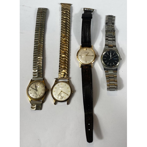 700 - A 9ct gold cased Griffon 21 jewel gents wristwatch, a vintage Oris, Seiko and another, Griffon gross... 