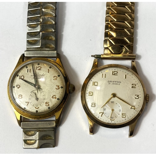 700 - A 9ct gold cased Griffon 21 jewel gents wristwatch, a vintage Oris, Seiko and another, Griffon gross... 