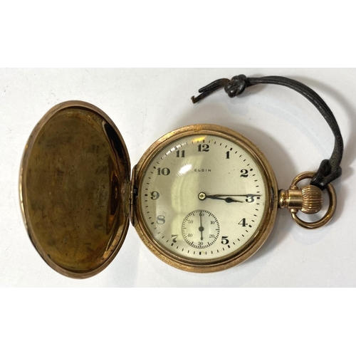 703 - A Lord open faced pocket watch, an Elgin gold plated watch and two others, a yellow metal masonic pe... 