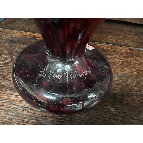 517 - LE VERRE FRANCAIS, an acid cut art nouveau style vase in amber and yellow colours, signed to the ped... 