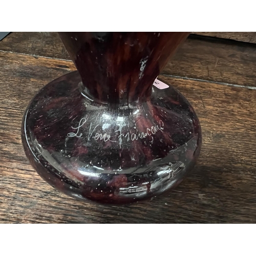 517 - LE VERRE FRANCAIS, an acid cut art nouveau style vase in amber and yellow colours, signed to the ped... 