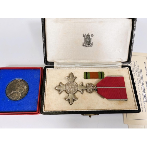 665 - A military MBE with original box and certificate, citation from the King to Capt J B Wayne, King's O... 