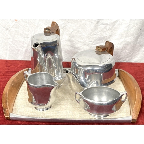 38 - A mid 20th century 5 piece Picquot ware tea service including tray.