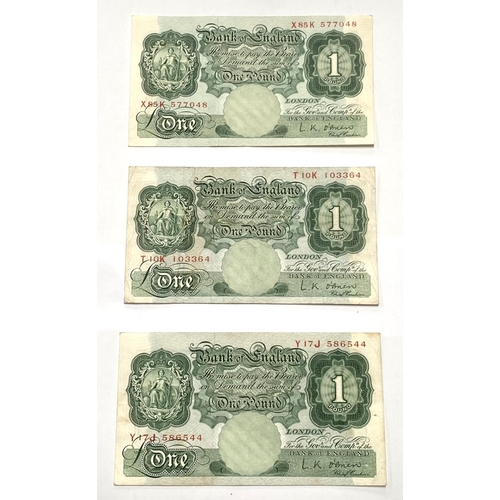 65 - Three O'Brien £1 notes