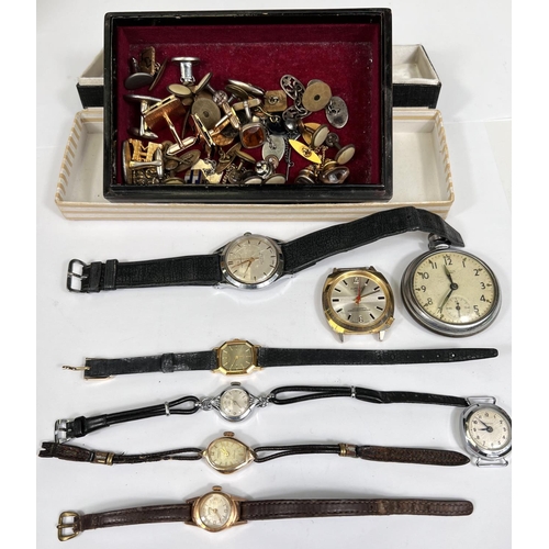 612 - A selection of vintage watches and various cufflinks etc.